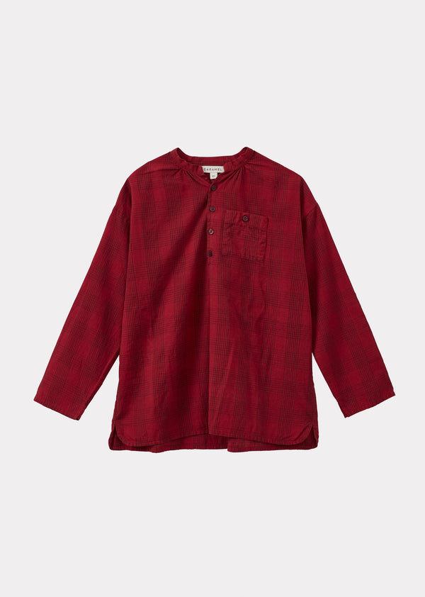 caramel ADONIS CHILDREN'S COTTON SHIRT - RED / BLACK CHECK