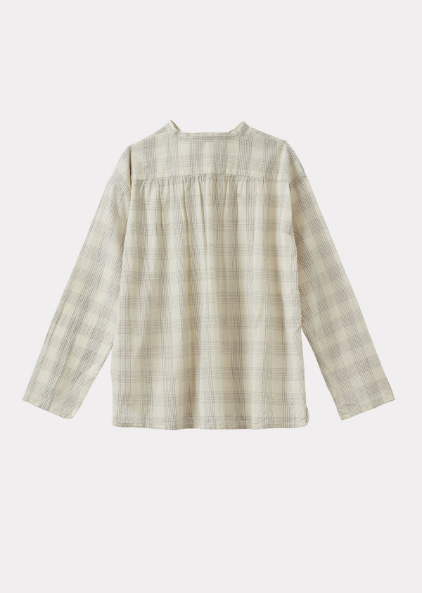 Caramel ADONIS CHILDREN'S COTTON SHIRT - WHITE / BLACK CHECK