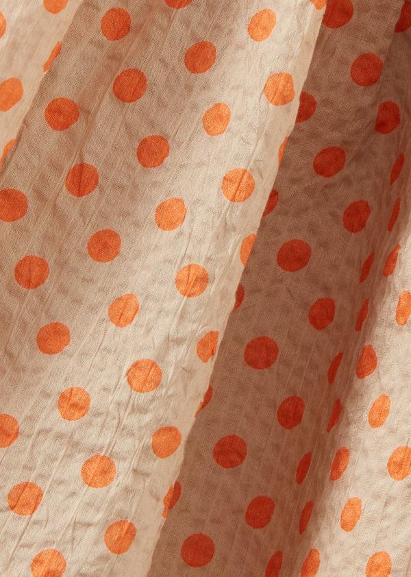 Caramel AGAVE GIRL'S MIRACLE WEAVE COTTON DRESS - ORANGE POLKA DOT