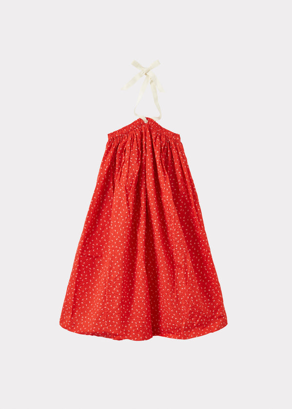 caramel AGAVE GIRL'S MIRACLE WEAVE COTTON DRESS - POPPY RED