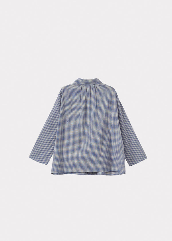 Caramel ALOE CHILDREN'S COTTON SHIRT - BLUE MICRO CHECK