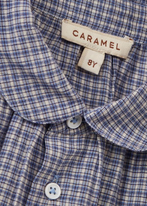 Caramel ALOE CHILDREN'S COTTON SHIRT - BLUE MICRO CHECK