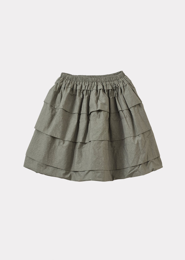 caramel ANAIS GIRL'S CRUSHED JAPANESE COTTON SKIRT - GREY / GREEN