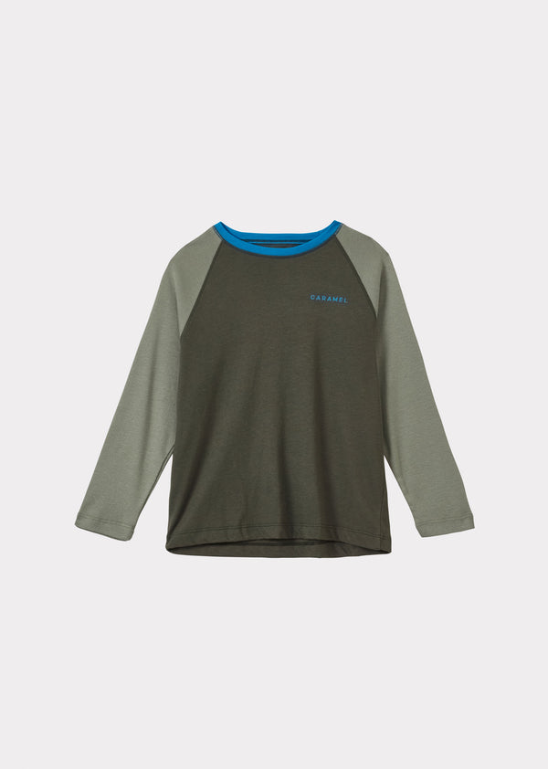 caramel AXEL CHILDREN'S T-SHIRT - KHAKI / SOFT GREEN / BLUE