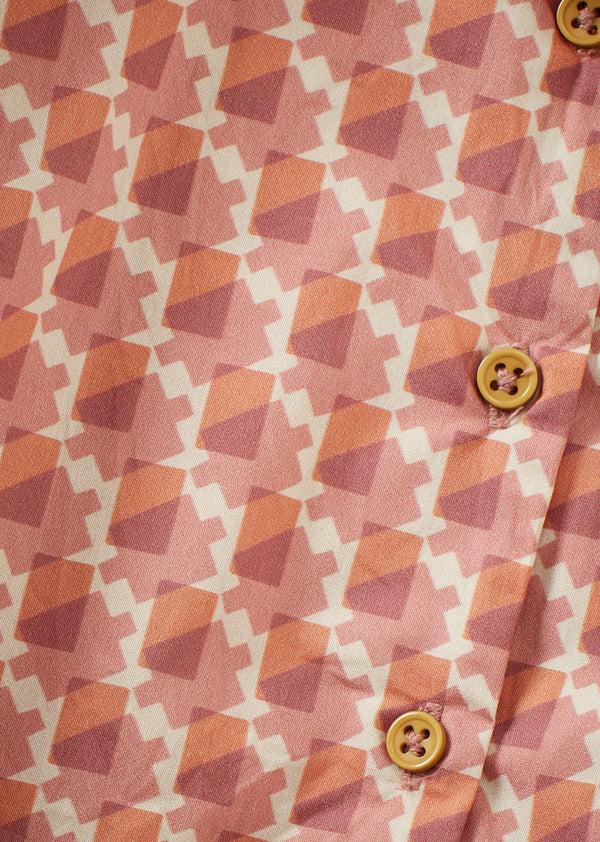 Caramel BAMBOO CHILDREN'S SHIRT AND SHORTS SET - MAUVE GEO PRINT