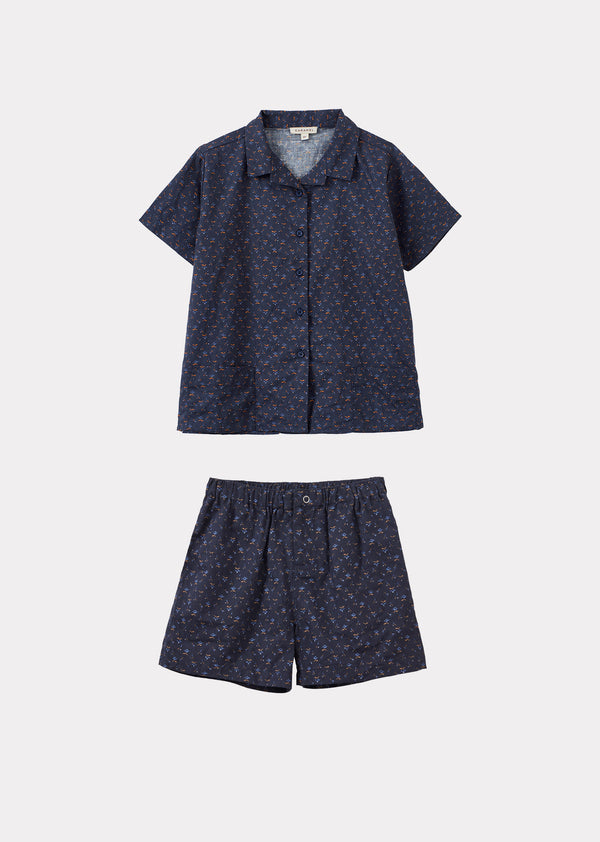 caramel BAMBOO CHILDREN'S SHIRT AND SHORTS SET - PIXEL PRINT