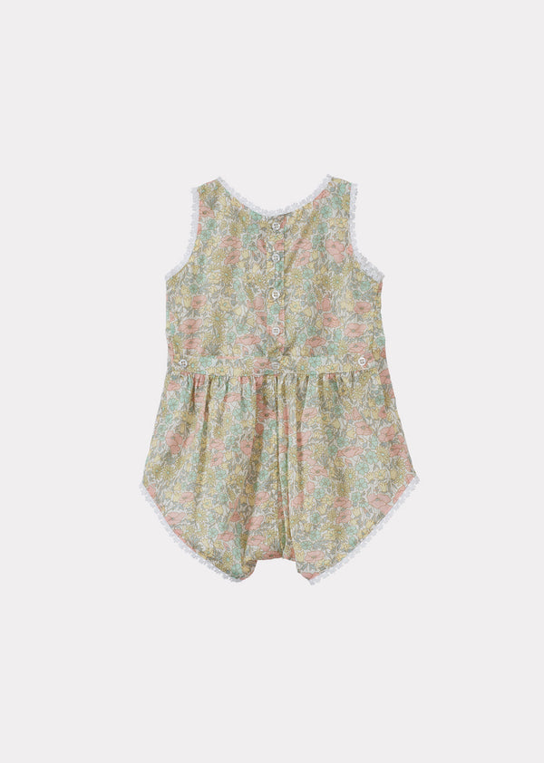 Caramel BARRA BABY GIRL COTTON ROMPER - LIBERTY POPPY AND DAISY PRINT