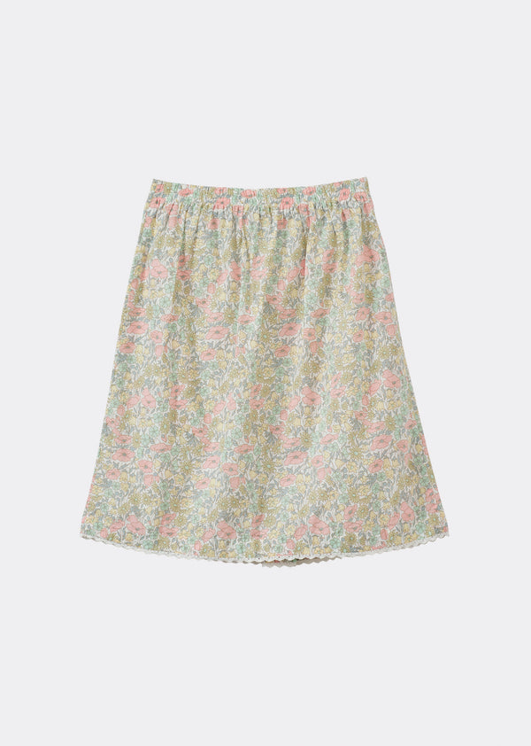 Caramel BELLA GIRL'S COTTON TANA LAWN SKIRT - LIBERTY POPPY AND DAISY PRINT