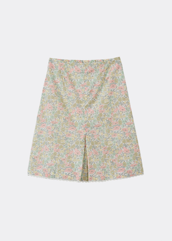 caramel BELLA GIRL'S COTTON TANA LAWN SKIRT - LIBERTY POPPY AND DAISY PRINT