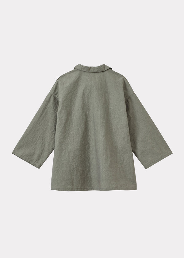 Caramel BERGAMOT CHILDREN'S CRUSHED COTTON SHIRT - GREY / GREEN