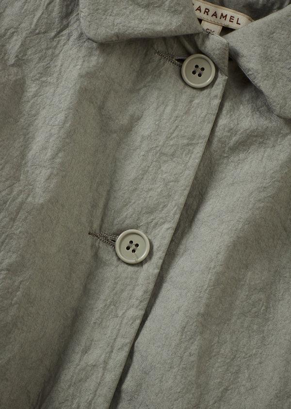 Caramel CAMBRIDGE CHILDREN'S CRUSHED COTTON COAT - GREY / GREEN