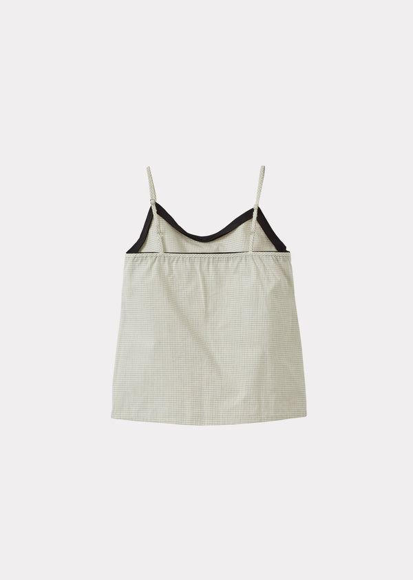 Caramel CAMILLA GIRL'S COTTON CAMISOLE TOP - OFF-WHITE / BLACK MICRO-CHECK