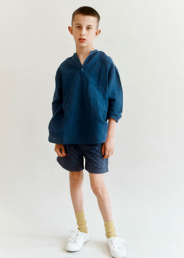Caramel ADONIS CHILDREN'S COTTON SHIRT - INDIGO