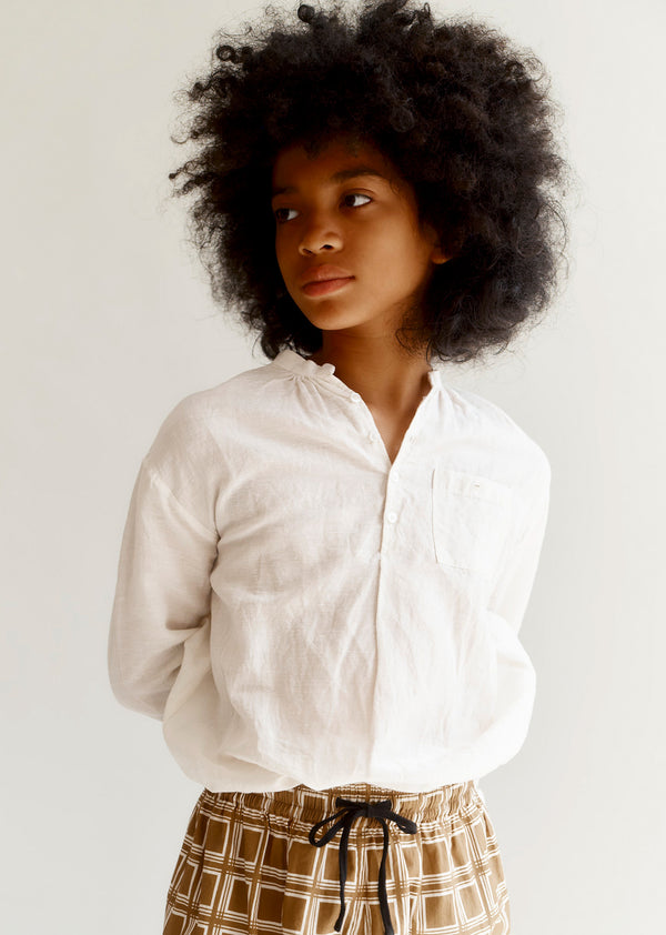 Caramel ADONIS CHILDREN'S COTTON SHIRT - OFF-WHITE