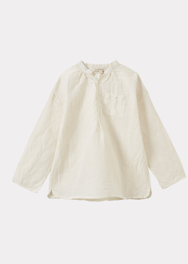 caramel ADONIS CHILDREN'S COTTON SHIRT - OFF-WHITE