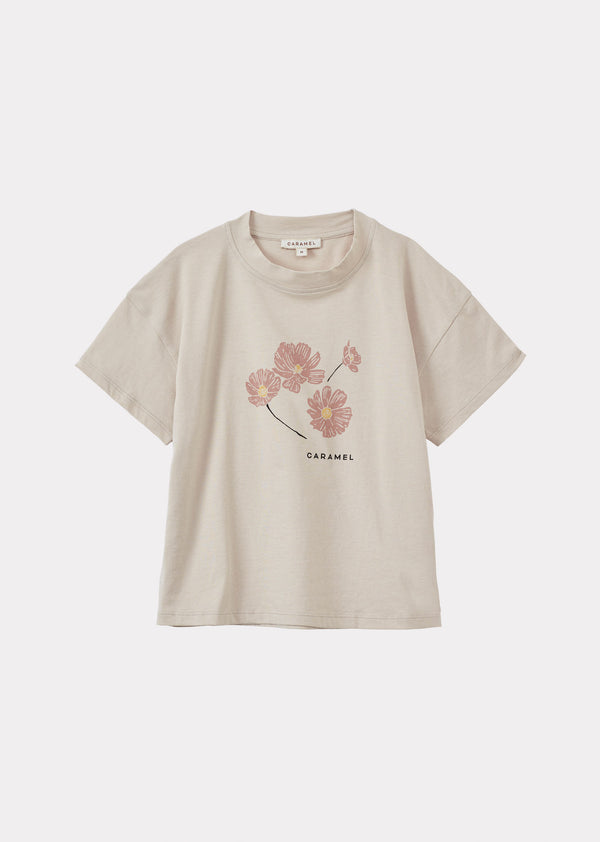 caramel AHIPA CHILDREN'S COTTON T-SHIRT - ECRU