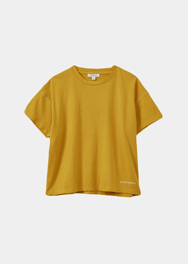 caramel AHIPA CHILDREN'S COTTON T-SHIRT - OCHRE