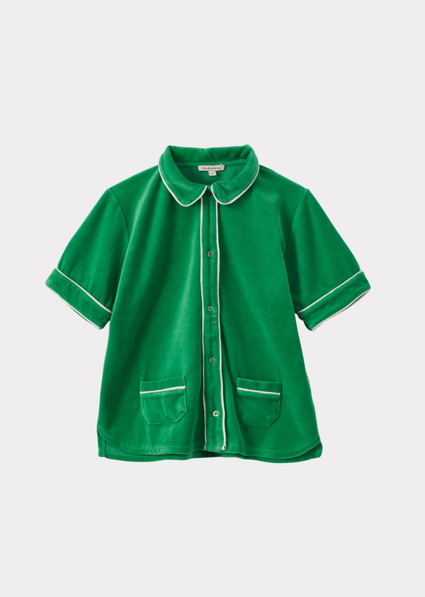 caramel ALBIE CHILDREN'S COTTON TOWELING TOP - GREEN