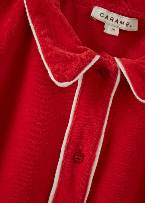 Caramel ALBIE CHILDREN'S COTTON TOWELING TOP - RED