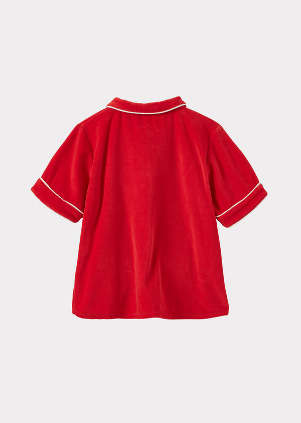 Caramel ALBIE CHILDREN'S COTTON TOWELING TOP - RED