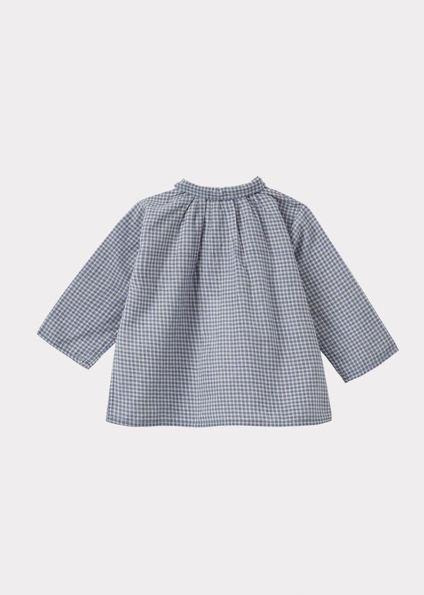Caramel ALOE BABY COTTON SHIRT - BLUE MICRO-CHECK