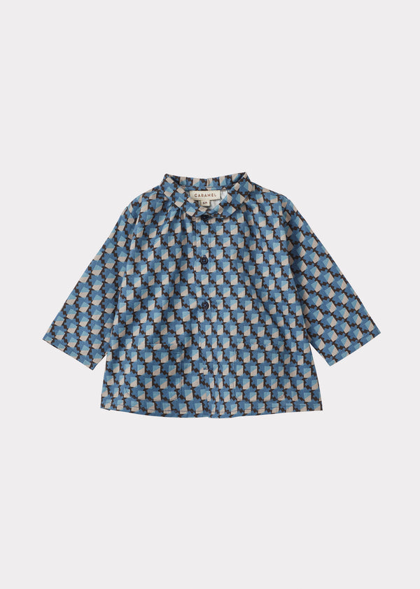 caramel ALOE BABY COTTON SHIRT - GEO PRINT
