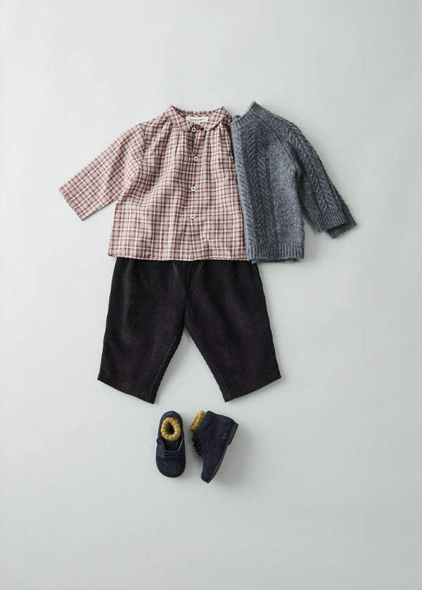 Caramel ALOE BABY SHIRT - BURGUNDY CHECK