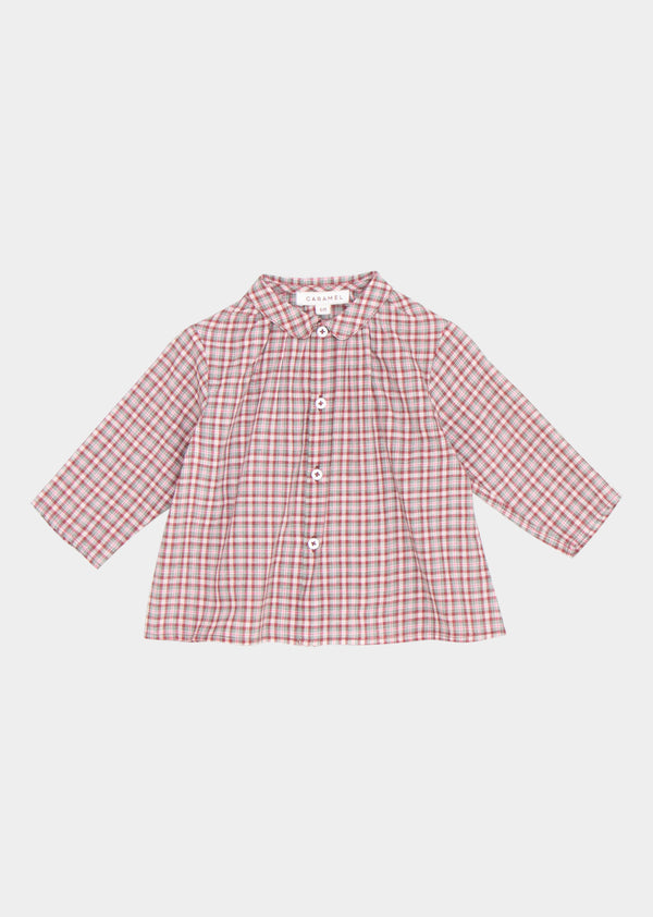 caramel ALOE BABY SHIRT - BURGUNDY CHECK