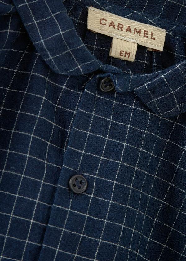 Caramel ALOE BABY SHIRT - NAVY YARN DYED CHECK