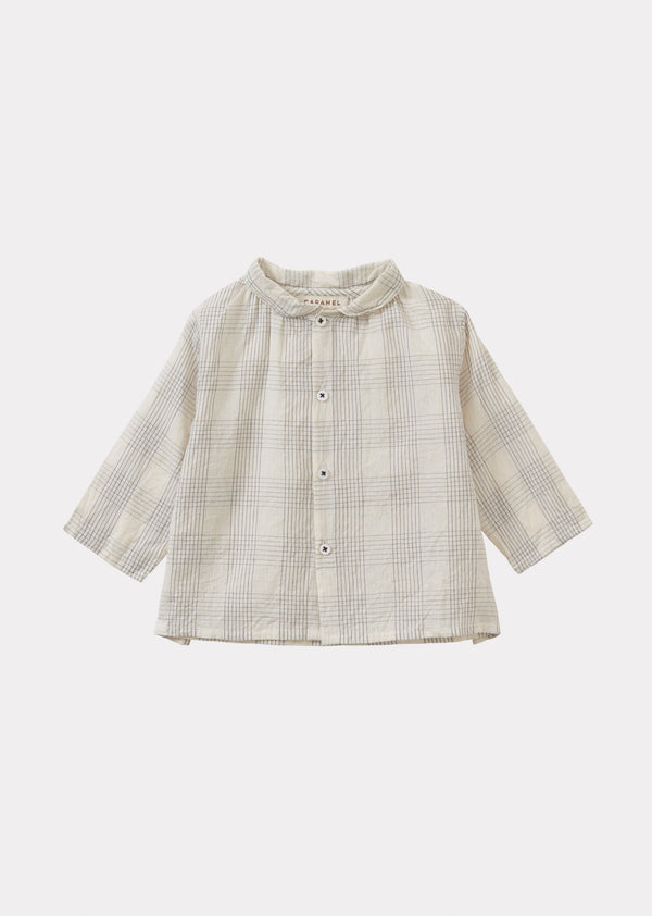 caramel ALOE BABY SHIRT - WHITE-BLACK CHECK