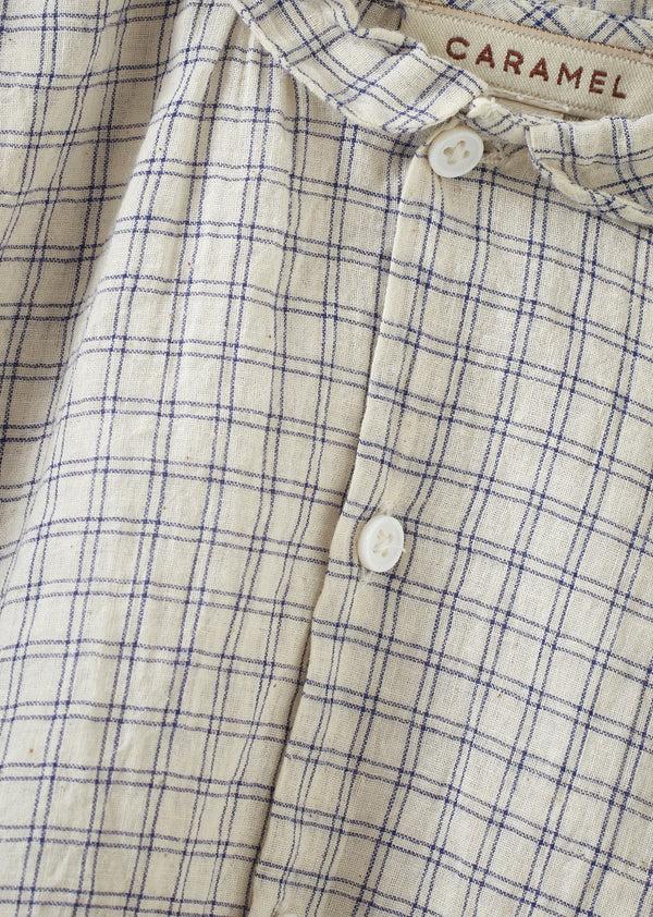 Caramel ALOE BABY SHIRT - WHITE/NAVY CHECK