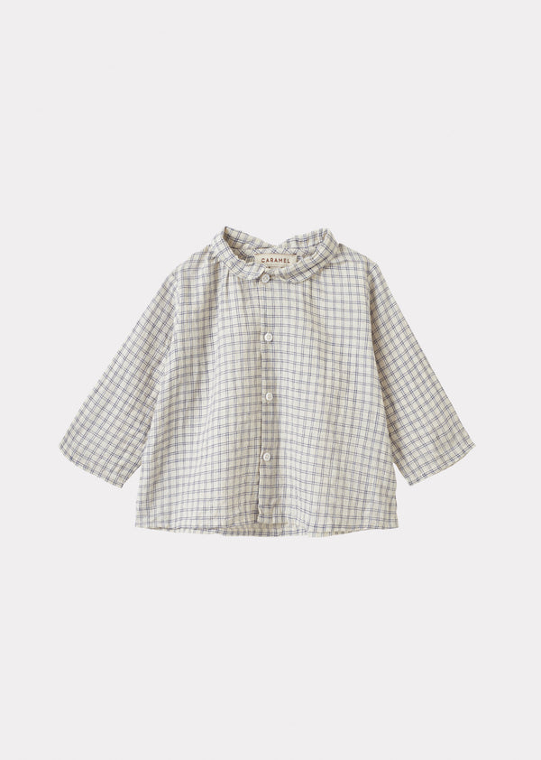 caramel ALOE BABY SHIRT - WHITE/NAVY CHECK