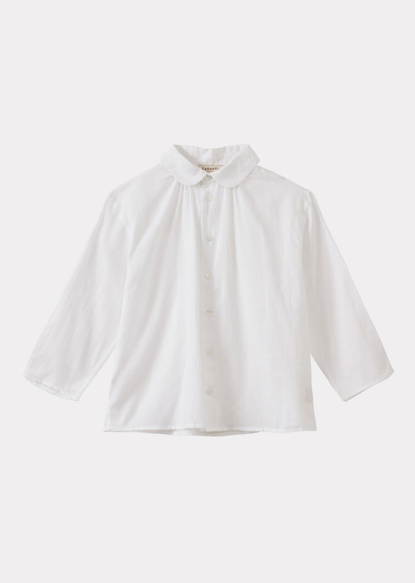 caramel ALOE CHILDREN'S COTTON SHIRT - WHITE