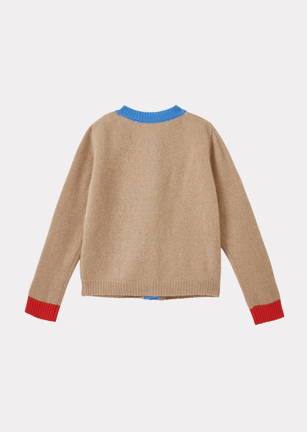 Caramel ANISE CARDIGAN - CAMEL/BLUE