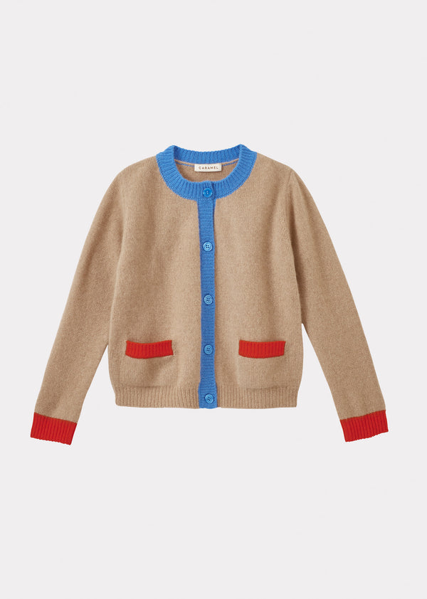 caramel ANISE CARDIGAN - CAMEL/BLUE
