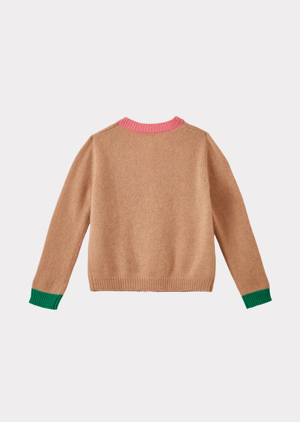 Caramel ANISE CASHMERE CARDIGAN- CAMEL/PINK