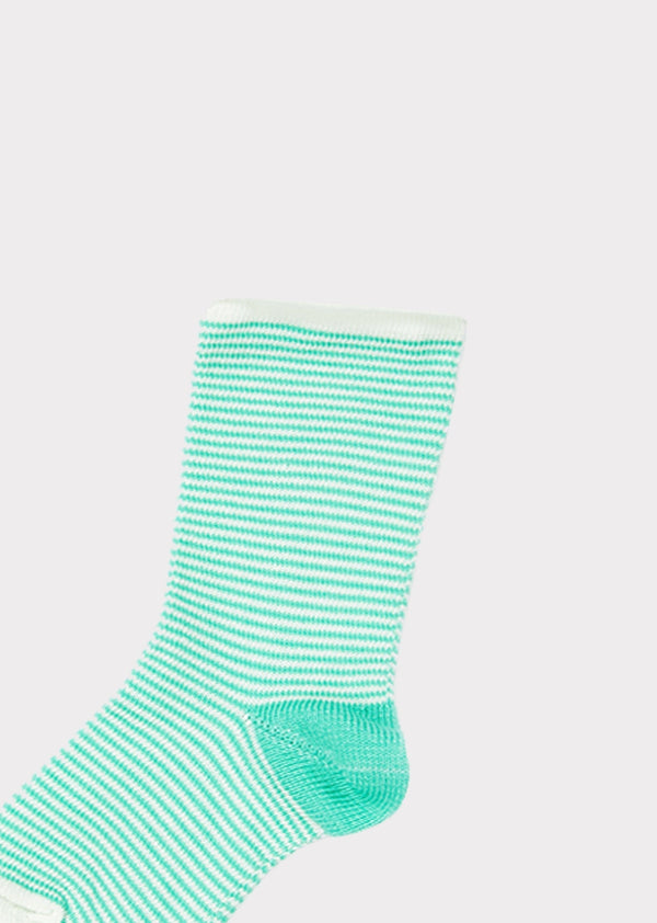 Caramel ANKLE CHILD SOCKS - MINT / CREAM STRIPE