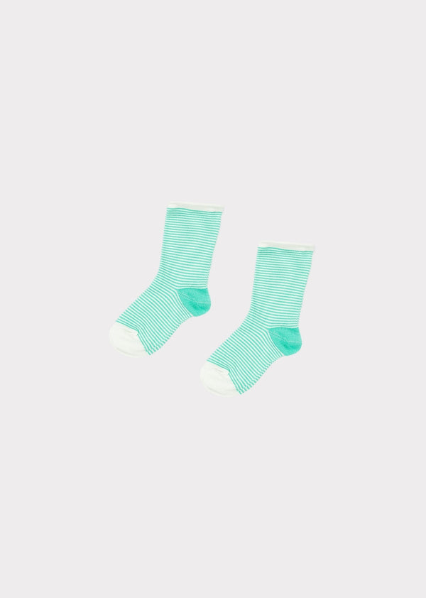 caramel ANKLE CHILD SOCKS - MINT / CREAM STRIPE