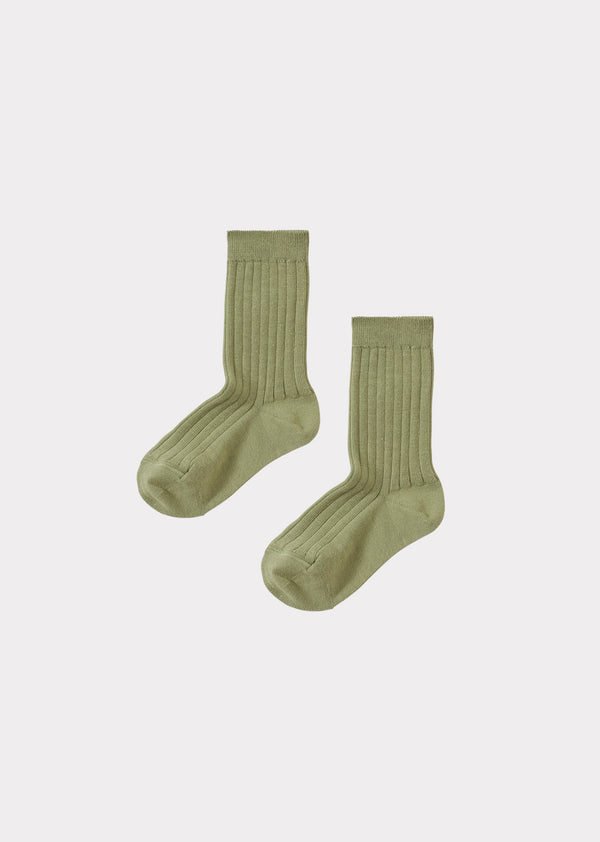 caramel ANKLE RIB SOCKS CHILD - VERT D'HUILE