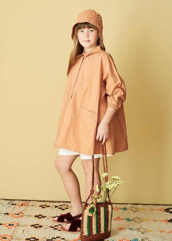 Caramel ANODA GIRL'S COTTON DRESS - BURNT ORANGE
