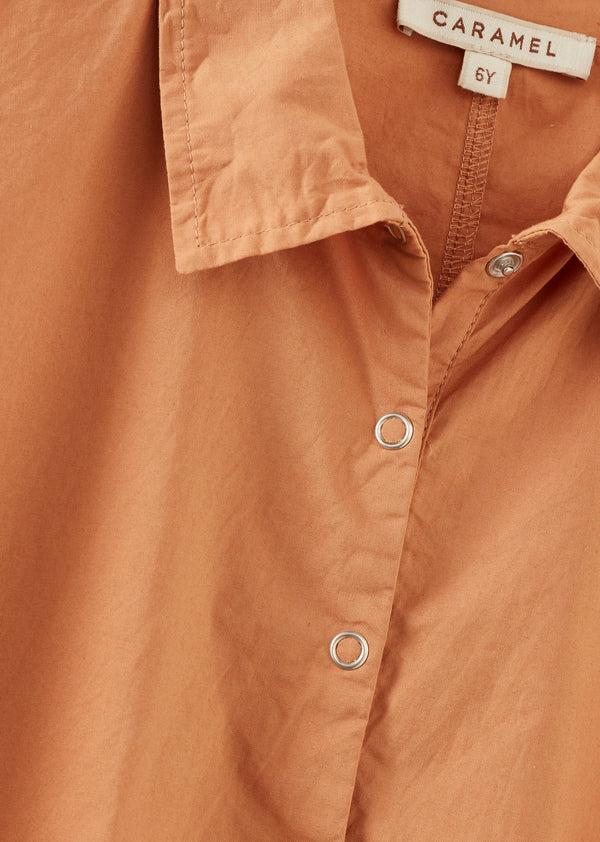 Caramel ANODA GIRL'S COTTON DRESS - BURNT ORANGE