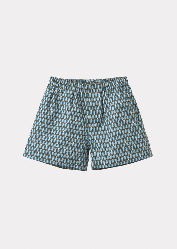 caramel APIUM SHORTS - BLUE GEO PRINT