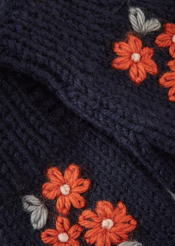 Caramel APO EMBROIDERED MITTENS - NAVY/ORANGE