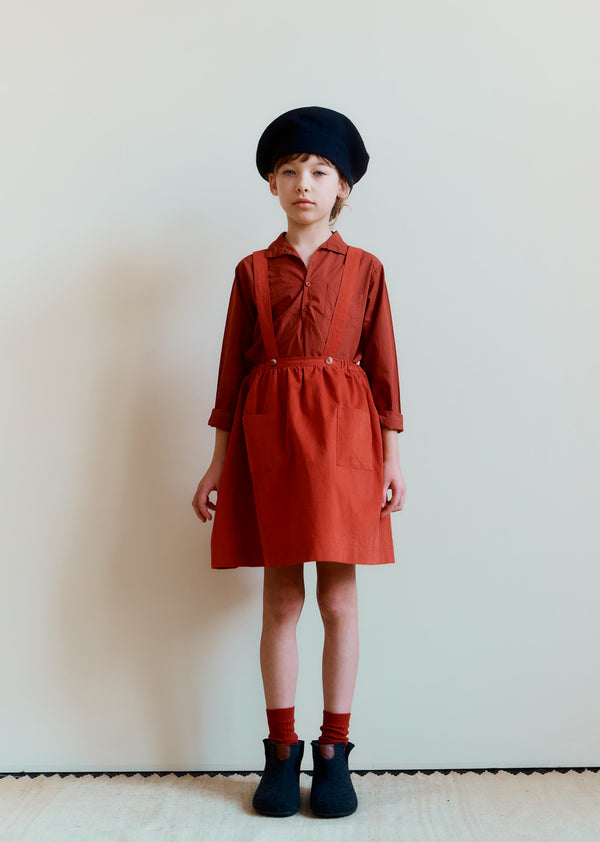 Caramel ARALIA CHILDREN'S COTTON TWILL SKIRT - RUST