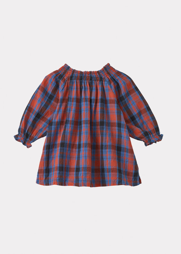 Caramel AROWANA BABY DRESS - RED/BLUE TARTAN