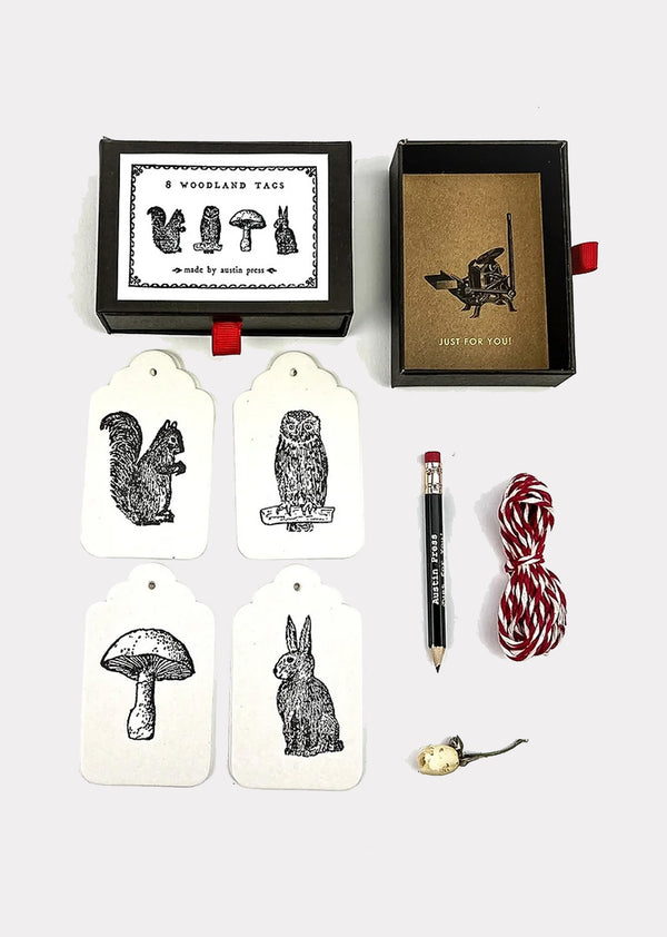 caramel AUSTIN PRESS GIFT TAGS (SET OF 8) - WOODLAND