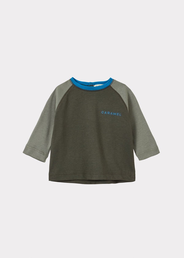 caramel AXEL BABY T-SHIRT - KHAKI / SOFT GREEN / BLUE