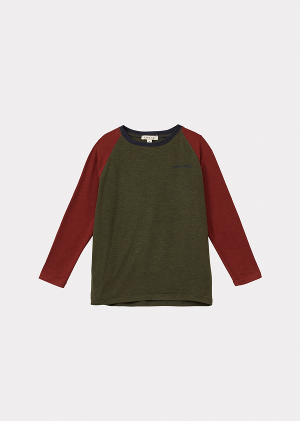 caramel AXEL CHILDREN'S T-SHIRT - KHAKI / RED / NAVY