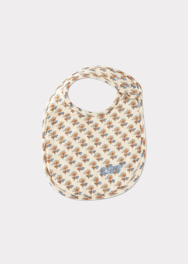caramel BABY BIB AND MUSLIN SET - CREAM POSY PRINT