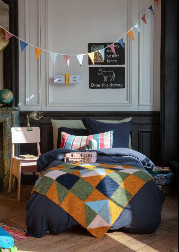 Caramel BABY PATCHWORK KNITTED BLANKET - MULTI